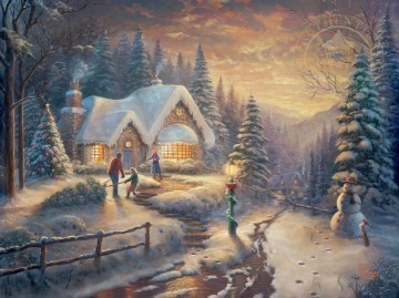カントリー クリスマス ホームカミング トーマス キンケード Oil Paintings